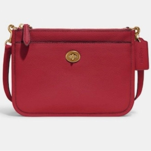 Coach Slim Turnlock Crossbody Bag in Brick Red - Picture 1 of 16